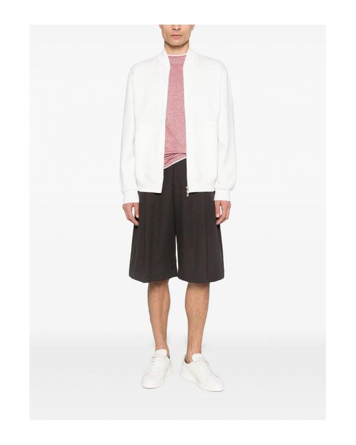 Brunello Cucinelli White Zip Cardigan for men