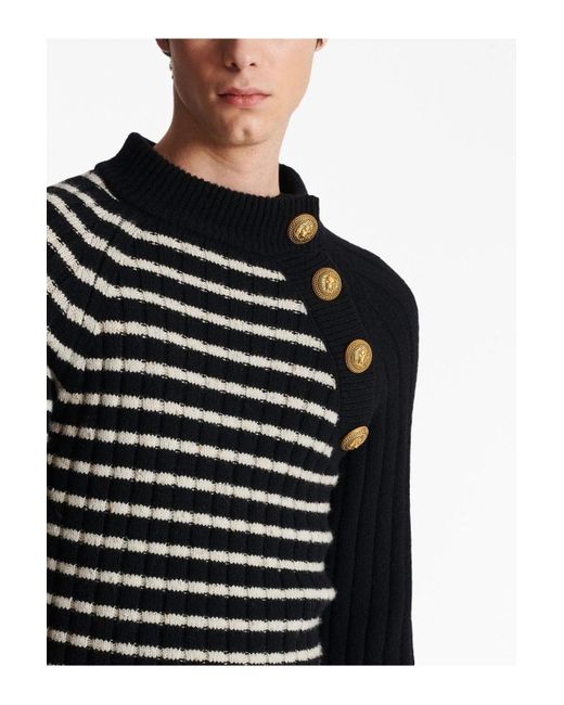 Balmain Black Stripe Cashmere Sweater