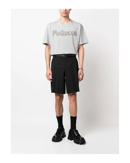 McQueen Gray Graffiti Print Over T Shirt for men