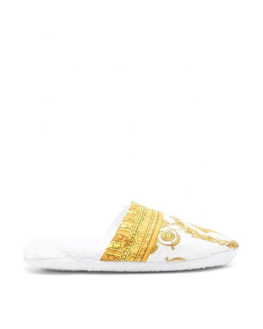 Versace Metallic Baroque Bath Slippers