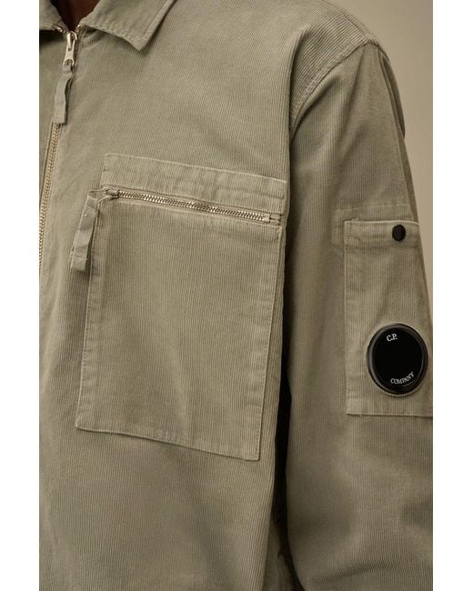 C P Company Green Corduroy Zip Overshirt for men