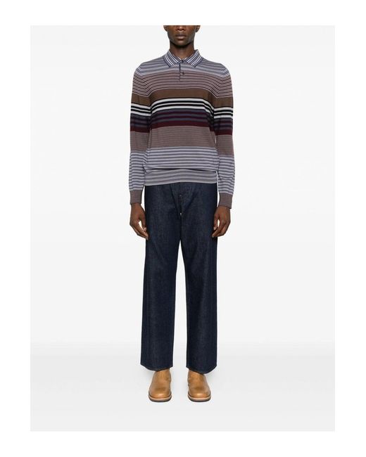 Paul Smith Purple Ps Knitted Stripe Polo Shirt for men