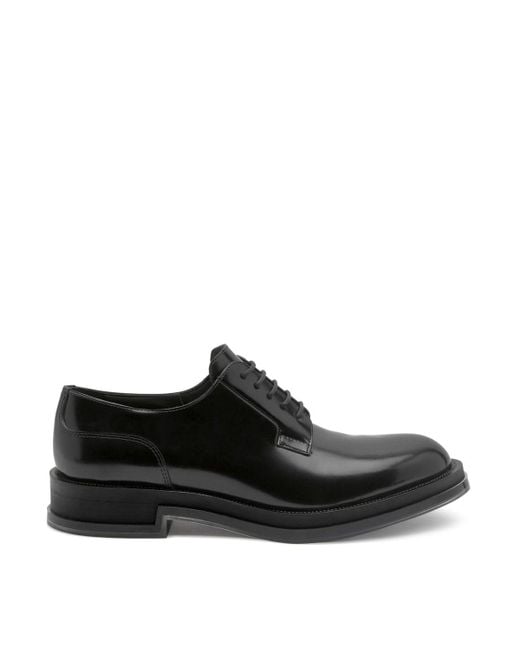 Alexander McQueen Black Leather Derby Lace Up Shoes for men