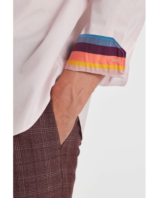 Paul Smith Pink Stripe Cuff Tailored Cotton Shirt for men