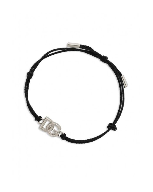 Dolce & Gabbana Black Dg Leather Bracelet for men