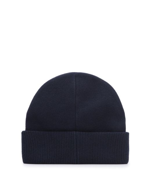 Emporio Armani Blue Wool Beanie Hat With Logo for men