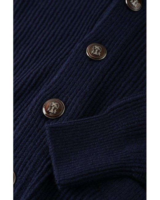 Brunello Cucinelli Blue Shawl Cardigan for men