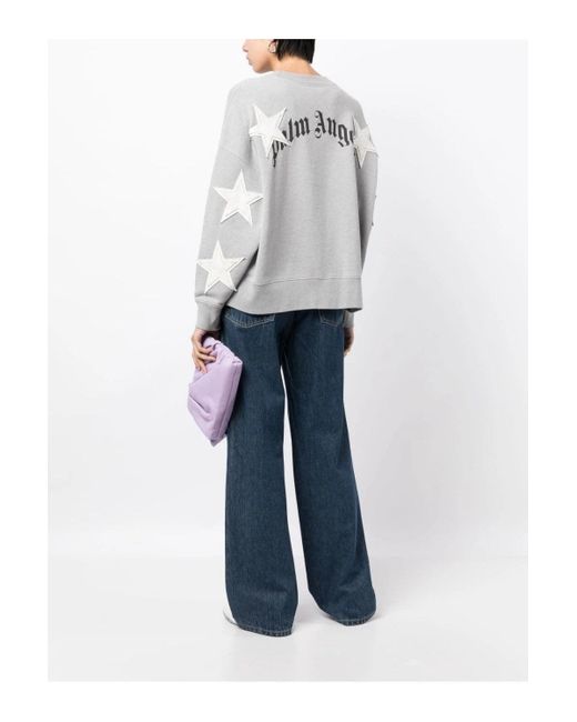 Palm Angels Gray Patched Stars Crew