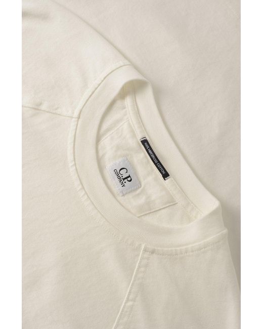C P Company White 30/2 Heavy Cotton Lens T Shirt for men