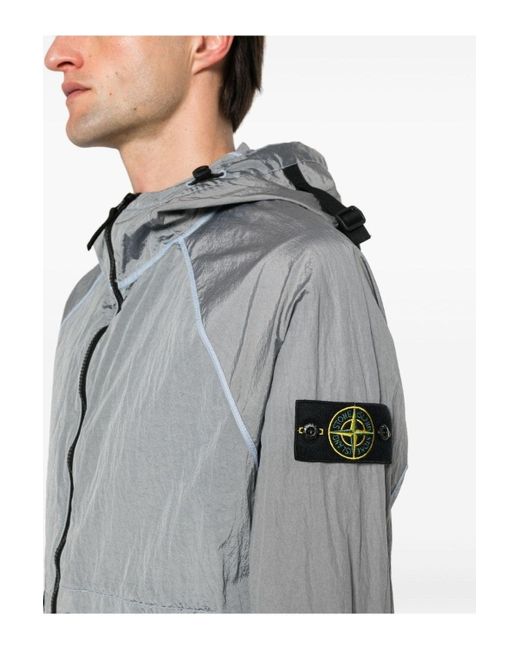 Stone Island Gray Nylon Metal Hooded Jacket for men