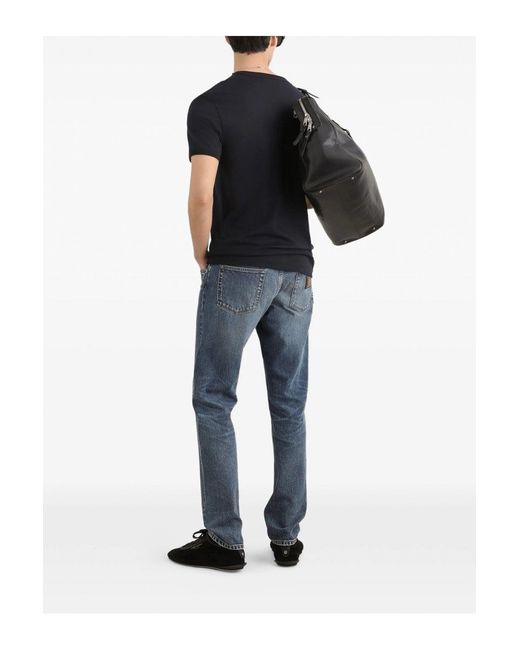 Dolce & Gabbana Black Plaque Cotton T Shirt for men
