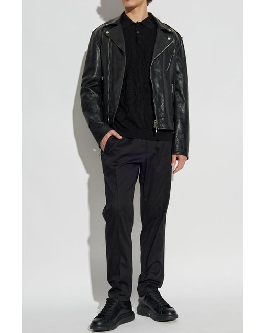 McQueen Black Leather Jacket for men