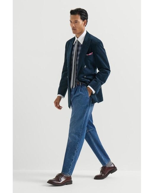 Brunello Cucinelli Blue Deconstructed Jacket for men