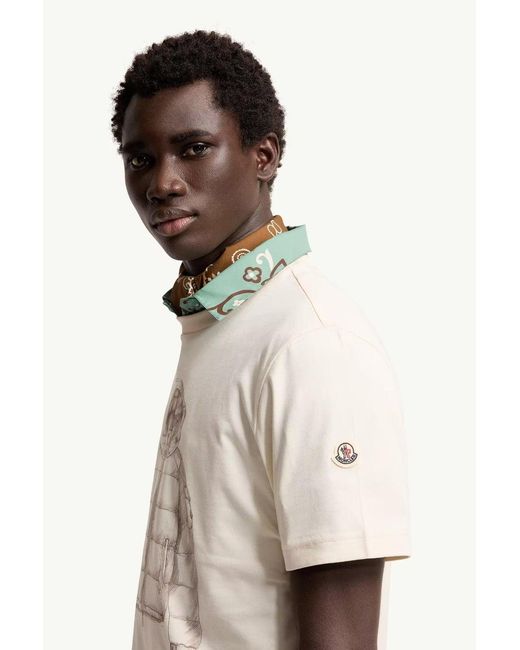 Moncler Natural Printed Cotton T Shirt for men