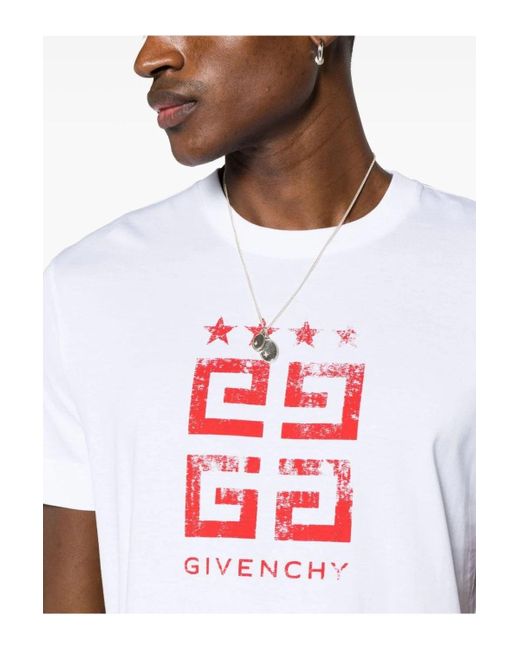 Givenchy White Vintage Logo 4 G Cotton T Shirt for men