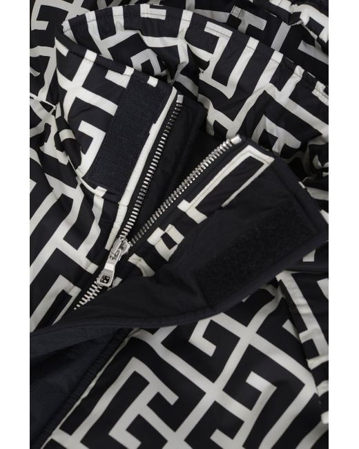 Balmain Black Monogram Nylon Jacket for men