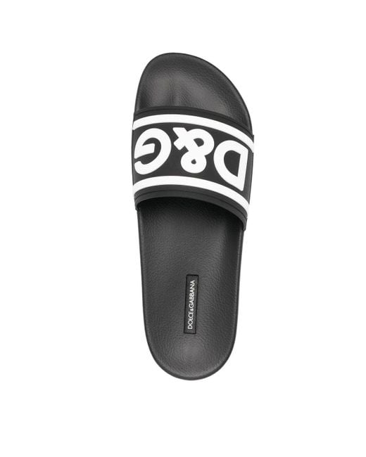 Dolce & Gabbana Black D&g Branded Pool Sliders for men