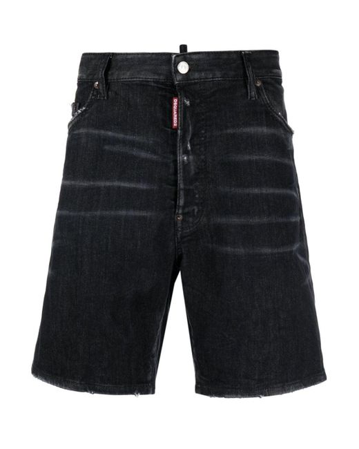 DSquared² Black Distressed Marine Denim Shorts for men