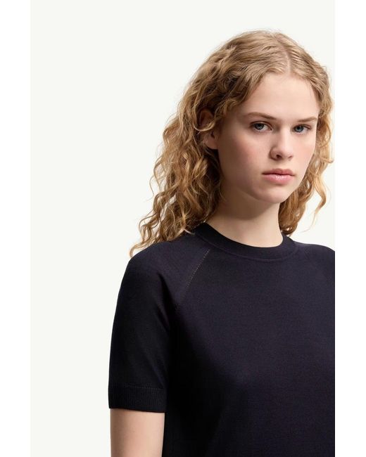 Moncler Blue Knitted T Shirt for men