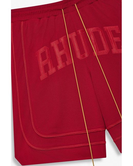 Rhude Red BAGGY Mesh Shorts for men