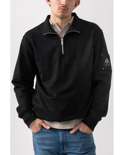 Moose Knuckles Black Hartsfield 1/4 Zip Sweatshirt for men