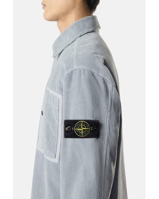 Stone Island Blue Corduroy 1200016 Overshirt for men