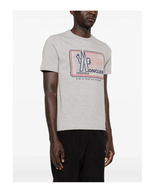 Moncler Gray Text Branding T Shirt for men