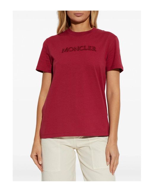 Moncler Red Branded T Shirt
