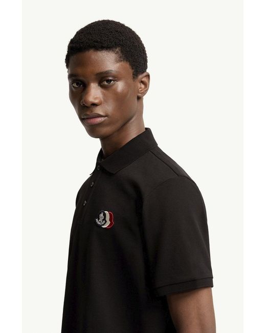 Moncler Black Triple Logo Polo for men