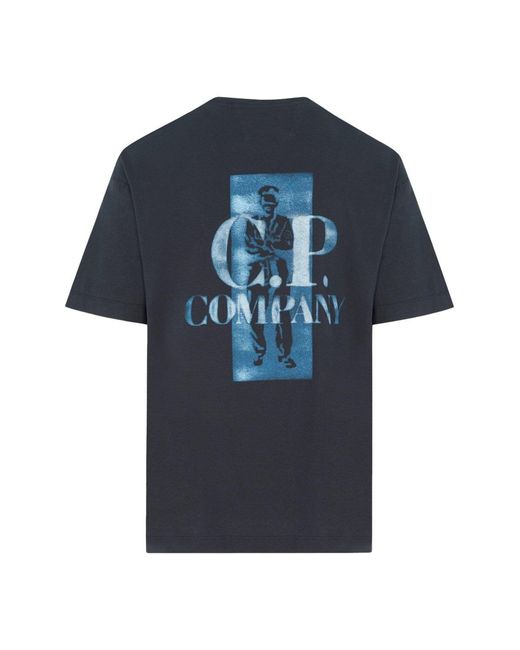 C P Company Blue Branded Cotton T Shirt for men