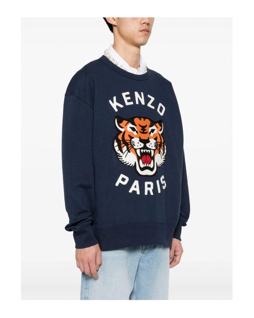 KENZO Blue Lucky Tiger Cotton Sweatshirt