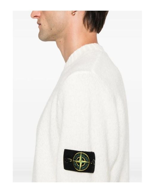 Stone Island White S00n2 Crewneck Sweater for men