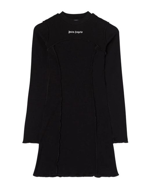 Palm Angels Black Logo Rib Dress