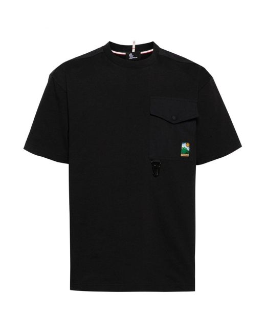 3 MONCLER GRENOBLE Black Pocket T Shirt for men