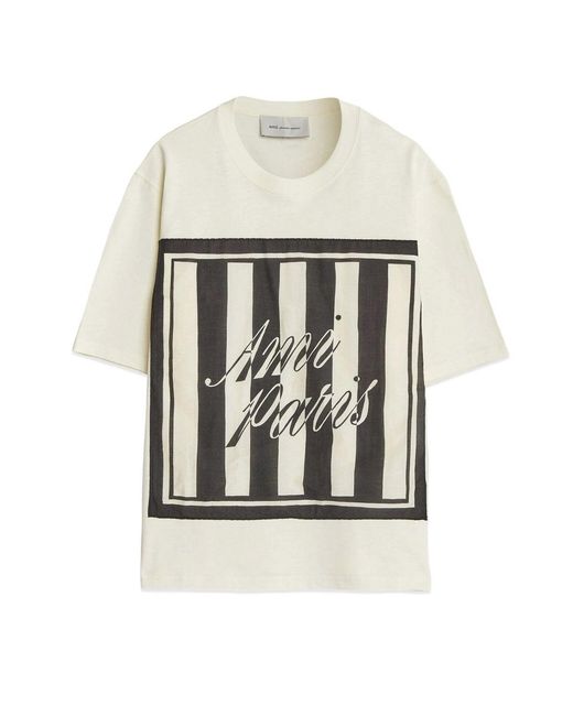 AMI White Boxy Sewn Scarf T Shirt for men