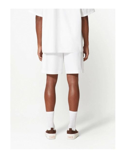 Valentino White Popeline Twill Shorts for men