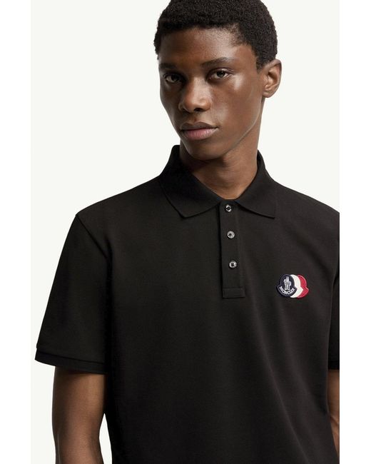 Moncler Black Triple Logo Polo for men