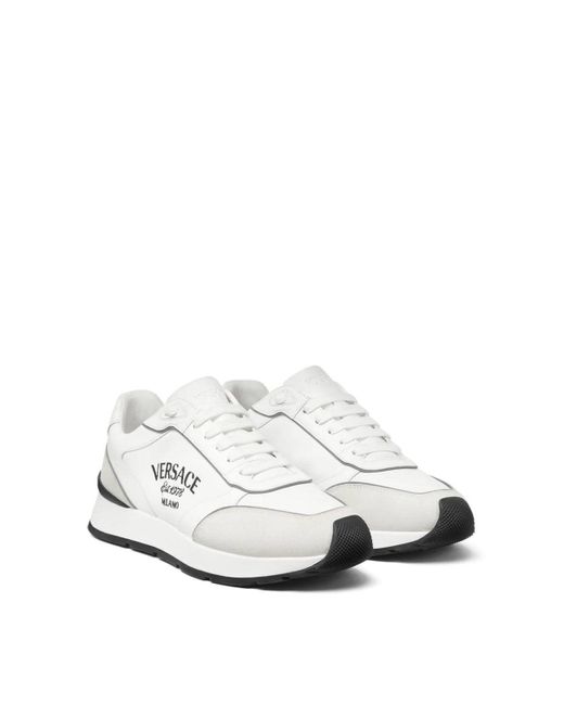 Versace White Embroidery Sneakers for men