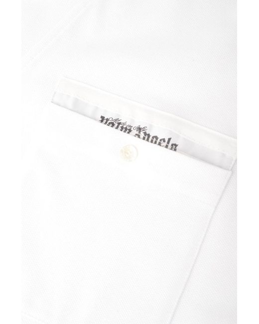 Palm Angels White Sartorial Tape Button Polo for men