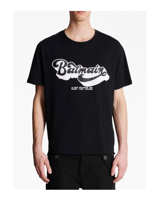 Balmain Logo 70s T-shirt in Black for Men Lyst UK