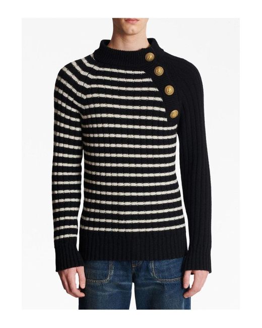 Balmain Black Stripe Cashmere Sweater