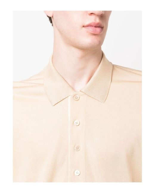 Tom Ford Natural Viscose Piquet Ls Polo Shirt Stone for men