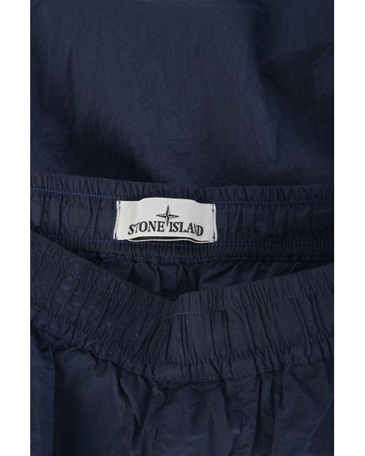 Stone Island Blue Nylon Metal Mid Length Shorts for men