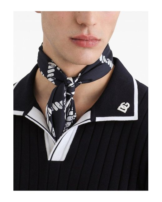 Dolce & Gabbana Black Knitted Trim Polo for men