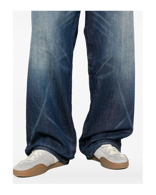 KENZO Blue Turn Up Wide Fit Jeans for men