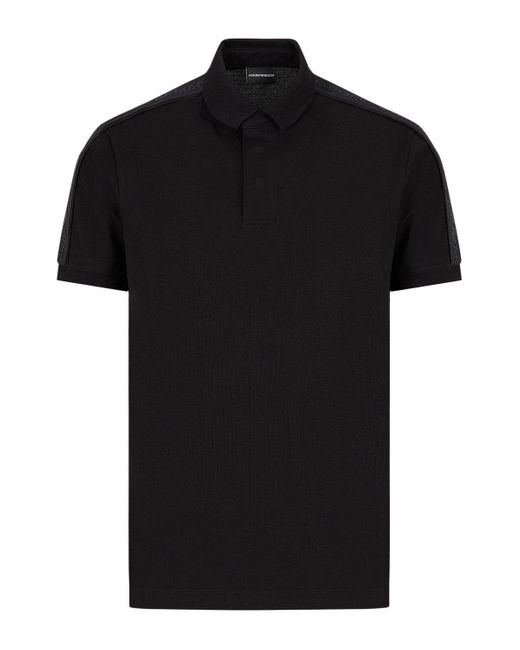 Emporio Armani Black Tape Logo Polo Shirt for men