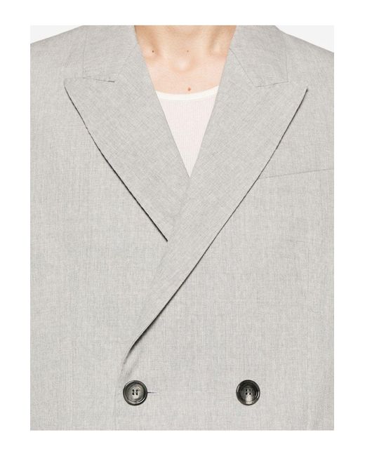 AMI White Virgin Wool Double Breasted Jacket for men