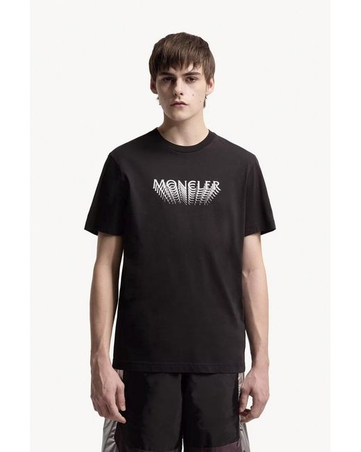 Moncler Black Text Logo T Shirt for men