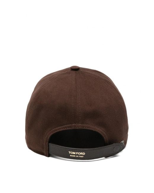 Tom Ford Brown Canvas + Smooth Leather Cap for men