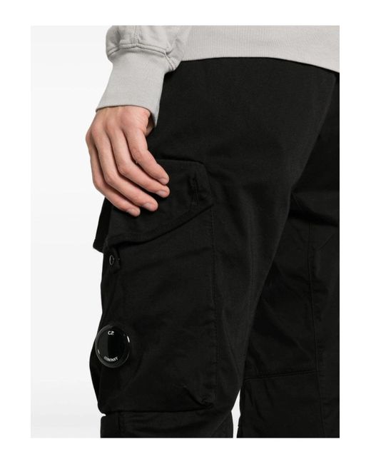 C P Company Black Stretch Sateen Utility Pants for men